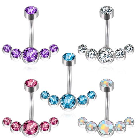 Basic Vacation Sexy Geometric Stainless Steel Zircon Belly Ring In Bulk