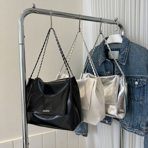 Women's All Seasons Pu Leather Solid Color Elegant Classic Style Square Flip Cover Shoulder Bag Tote Bag Underarm Bag