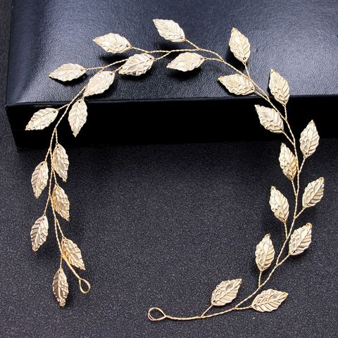 Simple Bride Ornament Creative Style European And American Wedding Headdress Handmade Golden Leaves Headband Hairband