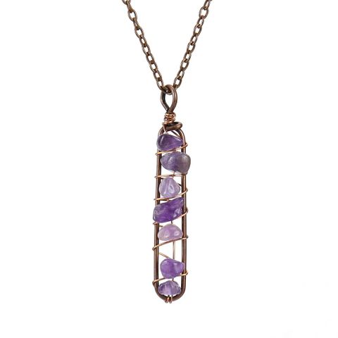 New Vintage Handmade Winding Colorful Crystal Gravel Amethyst U-shaped Pendant Necklace Wholesale N687