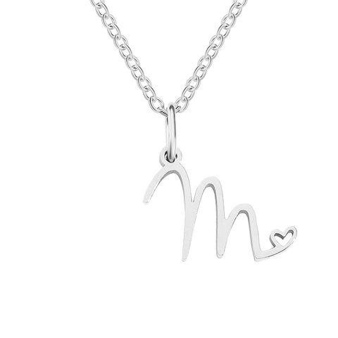 Simple Style Letter Stainless Steel Titanium Steel Plating Pendant Necklace