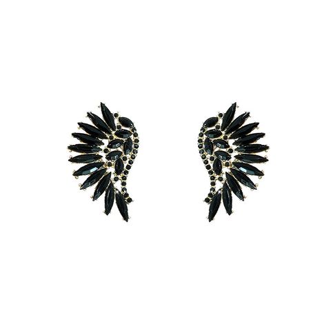 1 Pair Sweet Wings Inlay Alloy Artificial Gemstones Ear Studs