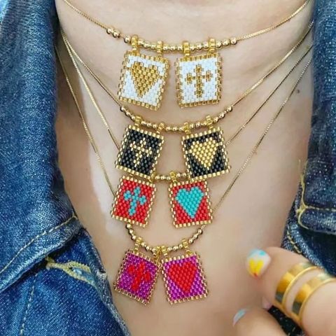 Sweet Heart Shape Alloy Glass Plating Women's Pendant Necklace