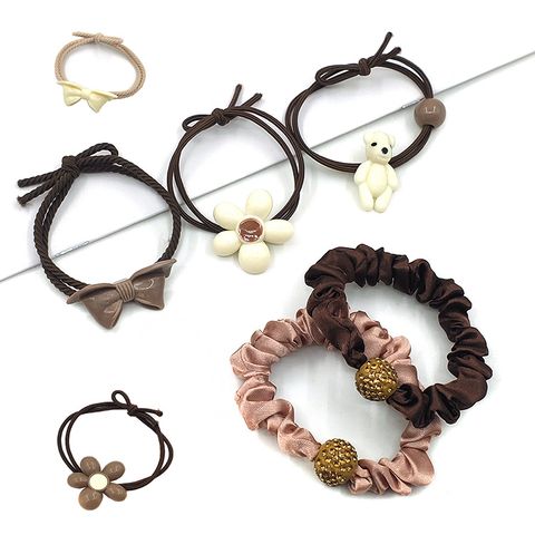 Korean Coffee Color New Large Intestine Ring Hair Band Women's Simple Ins Temperament Tie-up Hair Head Rope Ponytail Rubber Band Hair Accessories