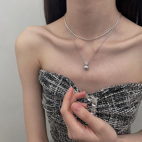 Lady Pearl Sterling Silver Zircon Pendant Necklace In Bulk