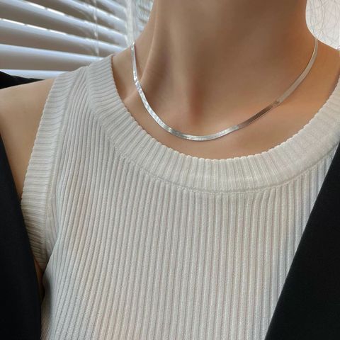 Simple Style Solid Color Sterling Silver Chain Necklace