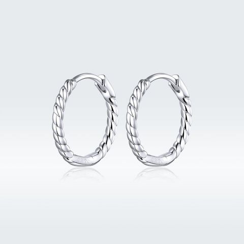 1 Pair Casual Simple Style Round Sterling Silver Hoop Earrings