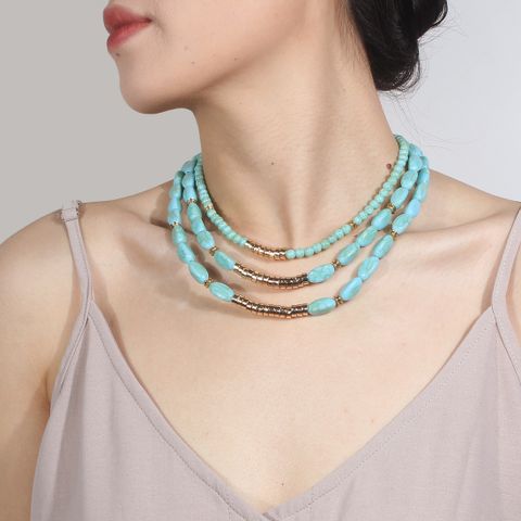 Bohemian Style Turquoise Multi-layer Personalized Fashion Necklace For Women