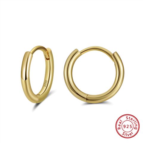 1 Pair Modern Style Classic Style Korean Style Circle Polishing Plating Sterling Silver 14k Gold Plated White Gold Plated Rhodium Plated Hoop Earrings