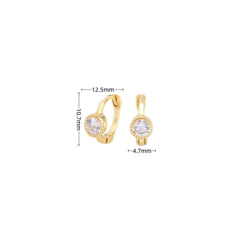 1 Pair Simple Style Round Plating Inlay Sterling Silver Zircon White Gold Plated Gold Plated Earrings