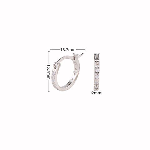 1 Pair Basic Solid Color Inlay Sterling Silver Zircon Hoop Earrings