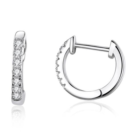 1 Pair Simple Style Round Plating Inlay Sterling Silver Zircon Silver Plated Hoop Earrings