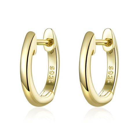 1 Pair Simple Style Solid Color Plating Sterling Silver Silver Plated Hoop Earrings