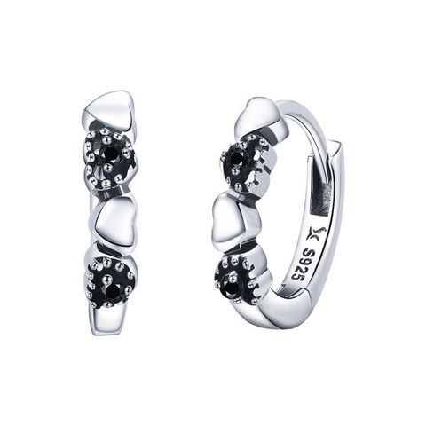 1 Pair Romantic Round Inlay Sterling Silver Zircon Earrings