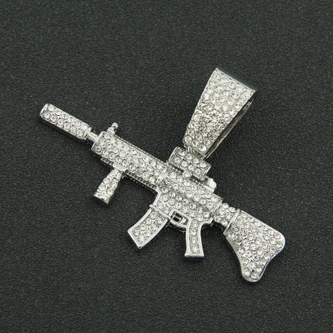 Hip Hop Pistola Aleación Embutido Diamantes De Imitación Hombres Collar Colgante Collar Colgante