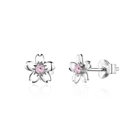 1 Pair Simple Style Dog Flower Inlay Sterling Silver Zircon Ear Studs