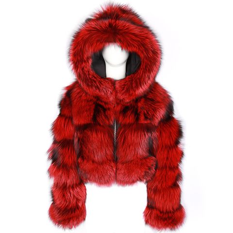 Women's Casual Solid Color Zipper Coat Faux Fur Coat