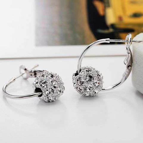 Wholesale Jewelry Elegant Ball Alloy Artificial Gemstones Plating Inlay Hoop Earrings
