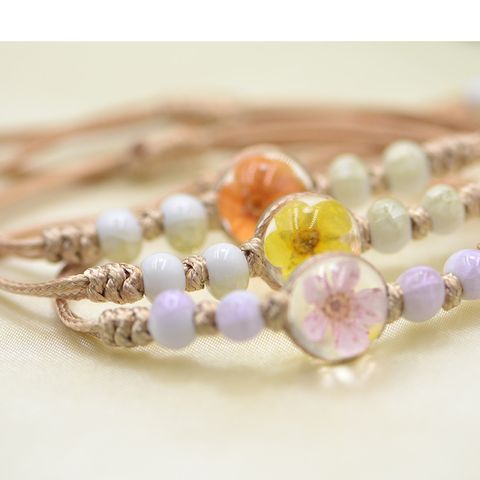 Pastoral Simple Style Flower Dried Flower Glass Ceramic Beads Braid Women's Bracelets