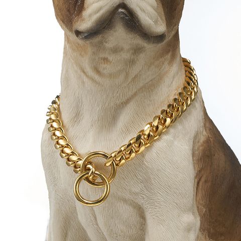 10mm Small And Medium-sized Pet Dog Chain Stainless Steel Titanium Steel Gold Cuban Chain Dog Collar Necklace Cat Chain One-piece Delivery