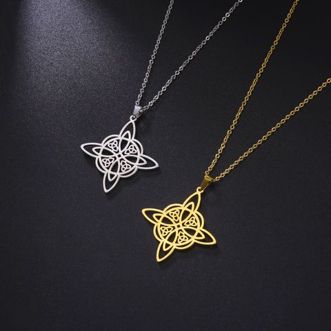 Korean Style One-piece Delivery Personalized Witch Double-layer Celtic Triangle Pendant 304 Stainless Steel Necklace