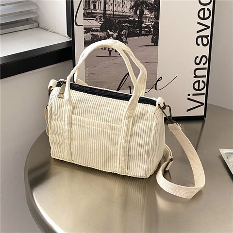 Women's Small Canvas Solid Color Basic Streetwear Cylindrical Zipper Shoulder Bag Handbag Crossbody Bag