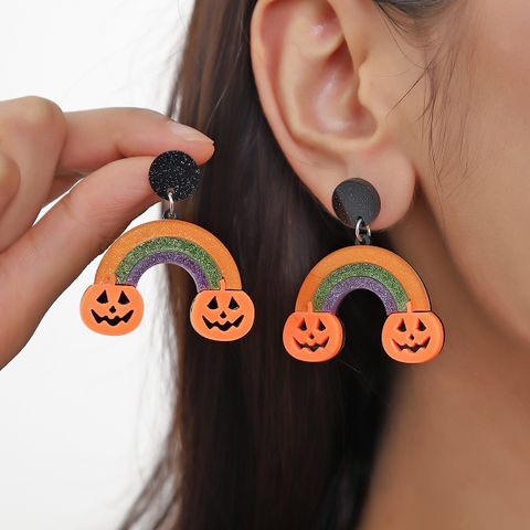 1 Pair Vacation Pumpkin Printing Arylic Drop Earrings