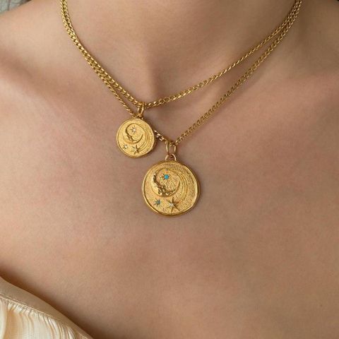 Casual Simple Style Star Copper 18k Gold Plated Pendant Necklace In Bulk