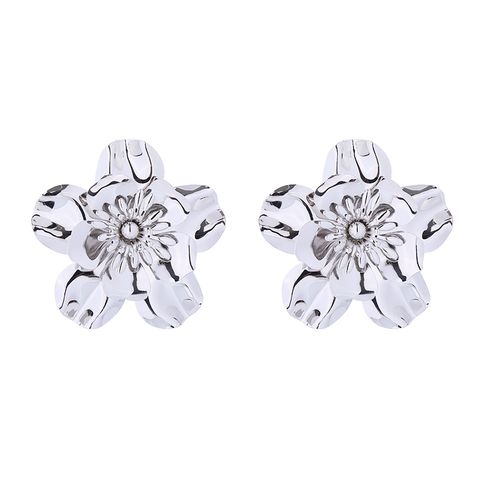 Wholesale Jewelry Elegant Flower Petal Alloy Gold Plated Silver Plated Plating Ear Studs