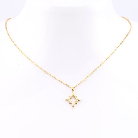 Simple Style Star Sterling Silver Zircon Pendant Necklace In Bulk