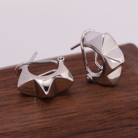 1 Pair Vintage Style Star Plating Sterling Silver White Gold Plated Gold Plated Hoop Earrings