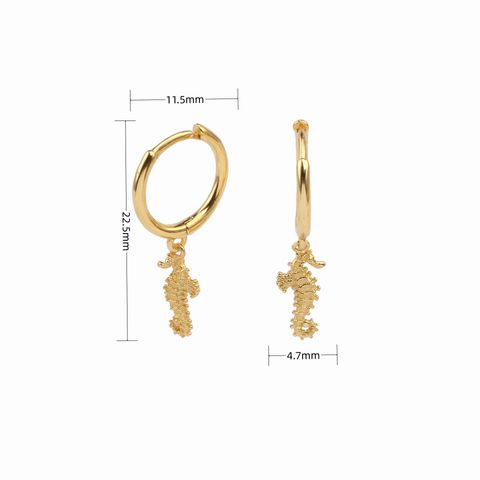 1 Pair Vintage Style Hippocampus Plating Sterling Silver White Gold Plated Gold Plated Drop Earrings