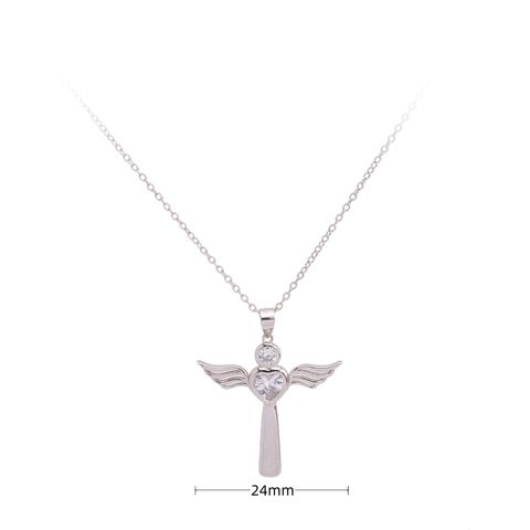 Vintage Style Cross Sterling Silver White Gold Plated Gold Plated Zircon Pendant Necklace In Bulk
