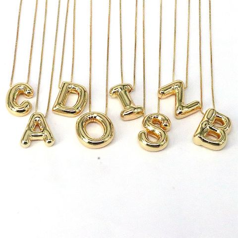 Simple Style Classic Style Letter Copper 18k Gold Plated Pendant Necklace In Bulk