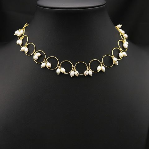 Original Design Geometric Freshwater Pearl Plating 18k Gold Plated Necklace