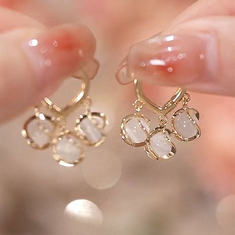 Wholesale Jewelry Elegant Modern Style Geometric Opal Opal Plating Inlay Drop Earrings