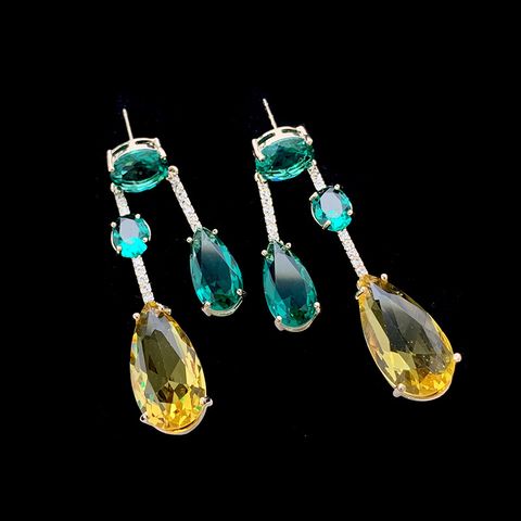 1 Pair Ig Style Casual Water Droplets Inlay Copper Zircon Drop Earrings