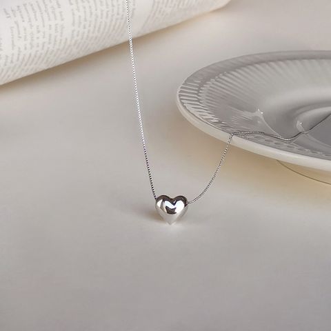 Simple Style Korean Style Heart Shape Sterling Silver Pendant Necklace