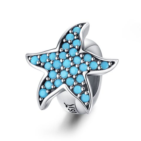 Casual Animal Starfish Dolphin Sterling Silver Inlay Glass Zircon Jewelry Accessories