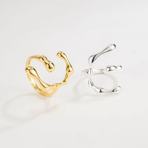 Ig Style Geometric Sterling Silver Irregular Plating 18k Gold Plated Open Rings
