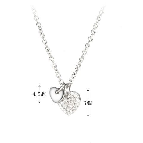 Simple Style Heart Shape Sterling Silver Zircon Pendant Necklace In Bulk