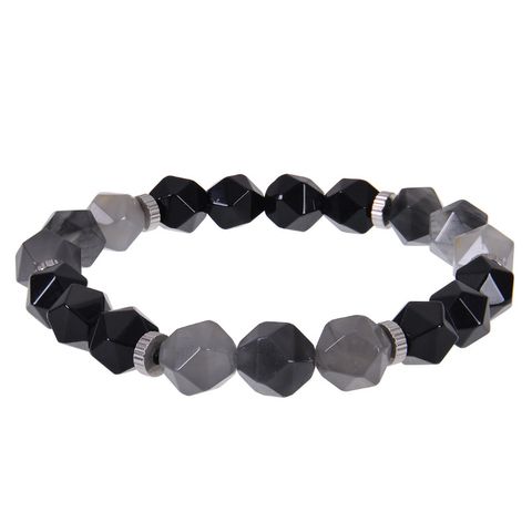 Retro Rhombus Obsidian Beaded Unisex Bracelets