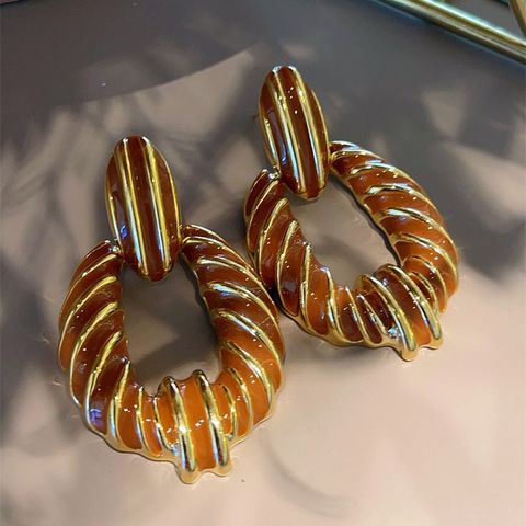 1 Pair Streetwear Stripe Enamel Plating Copper Ear Studs