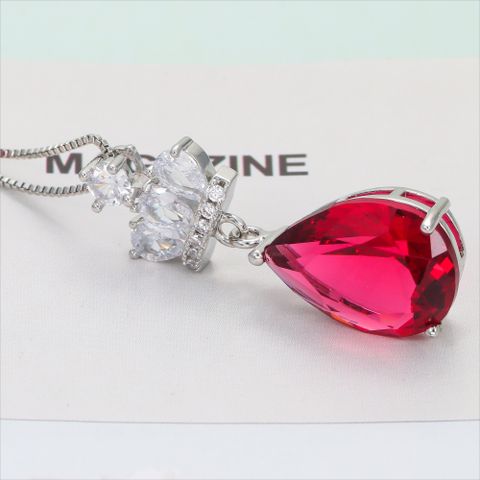 Ig Style Water Droplets Crown Copper Plating Inlay Artificial Gemstones Zircon Earrings Necklace