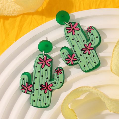 Wholesale Jewelry Ig Style Casual Cactus Resin Drop Earrings