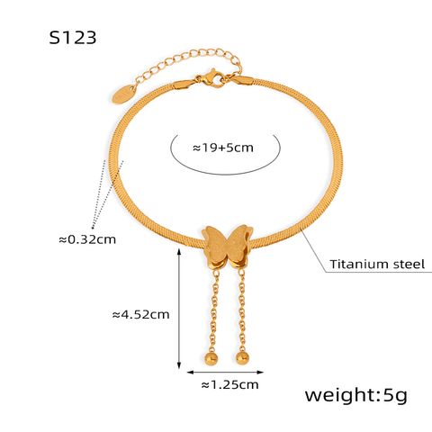 Casual Sweet Butterfly Titanium Steel Plating 18k Gold Plated Unisex Anklet