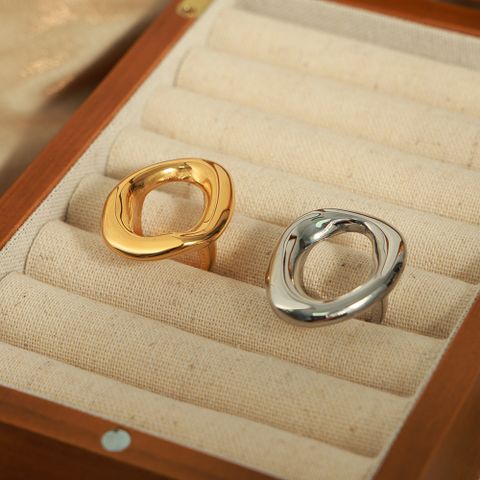 Wholesale Jewelry Casual Simple Style Commute Solid Color Titanium Steel 18K Gold Plated Plating Hollow Out Rings