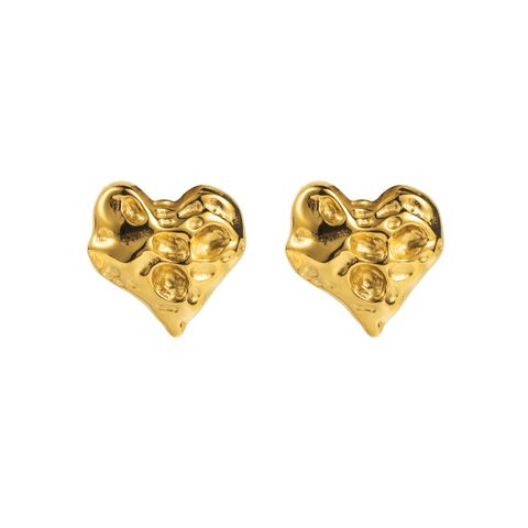 1 Pair Vintage Style Heart Shape Plating Stainless Steel Ear Studs