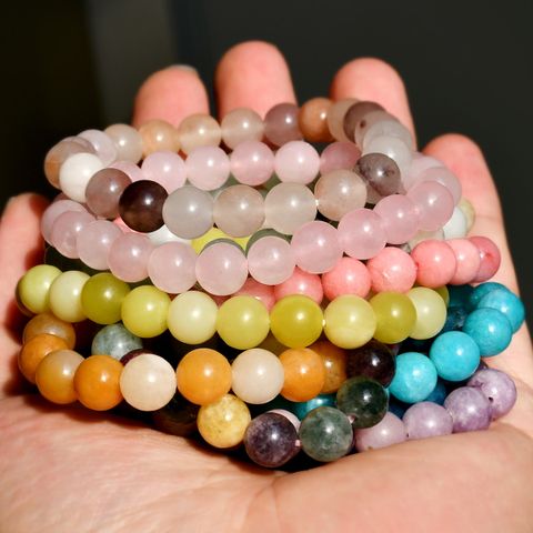 Vacation Multicolor Artificial Gemstones Natural Stone Beaded Handmade Unisex Bracelets