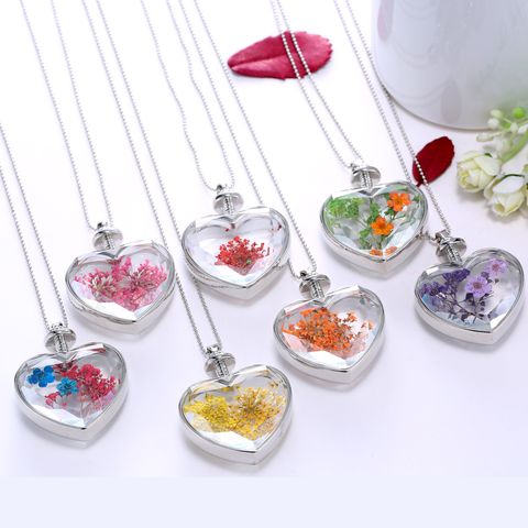 Ig Style Simple Style Heart Shape Alloy Plating Inlay Artificial Crystal Women's Pendant Necklace